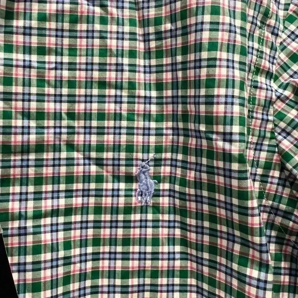 Ralph Lauren Men's M Green Checkered Long Sleeve Stretch Cotton Button-Up Shirt - Picture 6 of 8